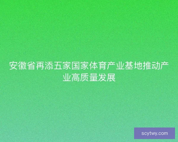 安徽省再添五家国家体育产业基地推动产业高质量发展
